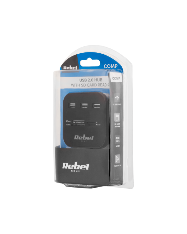 Rebel КОМ1020 USB 2.0 Концентратор с кардридером microSD / SD / SDHC