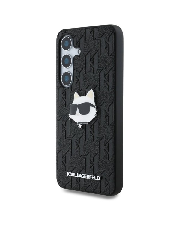 Karl Lagerfeld Leather Monogram Pin Logo Choupette Head Чехол для Samsung Galaxy S25