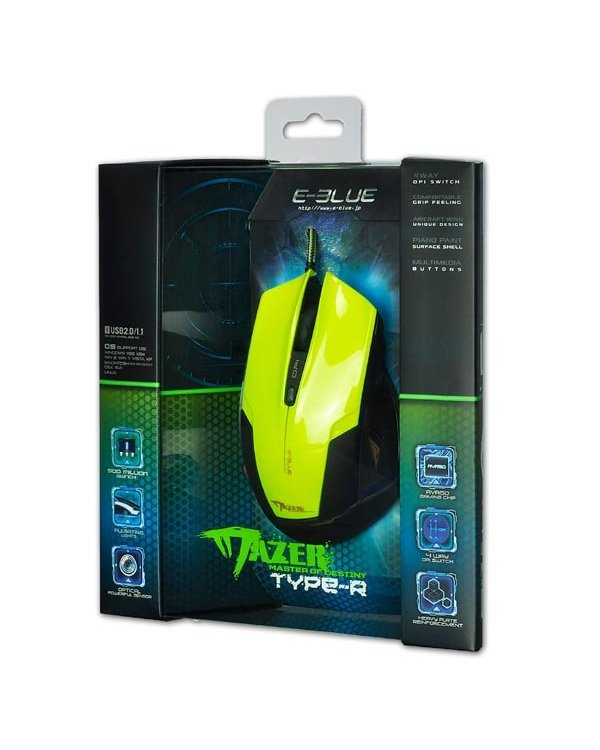 E-Blue EMS124GR Игровая мышь с Дополнительными кнопками / LED Подсветка RGB / 2400 DPI / Avago Chipset / USB Зеленая