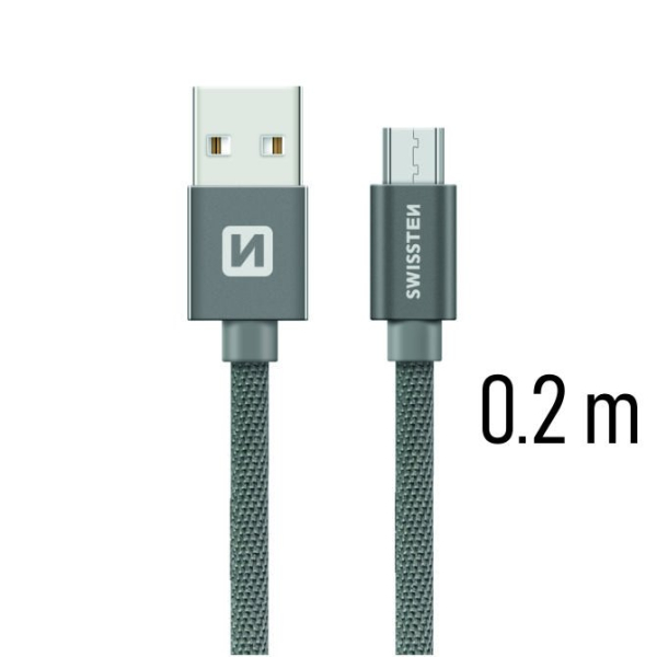 Swissten Textile Quick Charge Универсальный Micro USB Кабель данных 0.2m