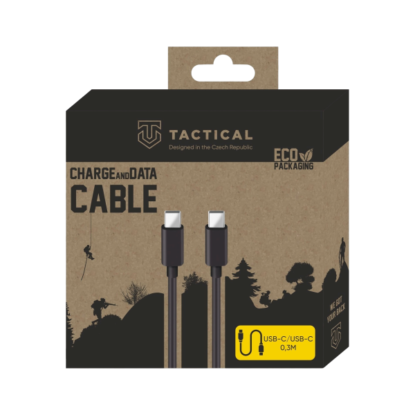 Tactical Smooth Thread USB-C/USB-C Кабель 0.3m / чёрный