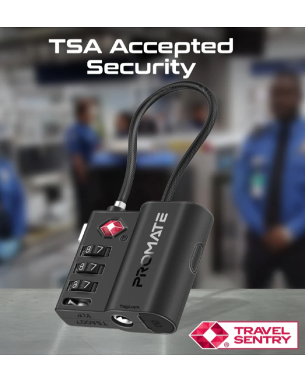 Promate TagLock Багажный замок TSA с Smart отслеживающей биркой и приложением Apple Find My