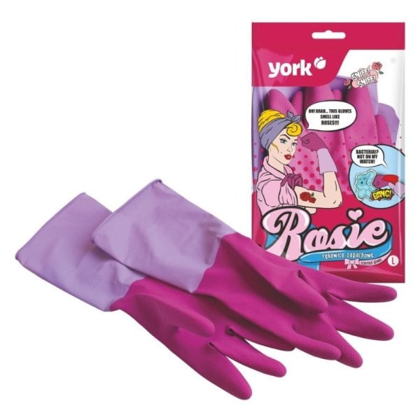 York Rosie Амортизированные Резиновые Перчатки Pink Size L