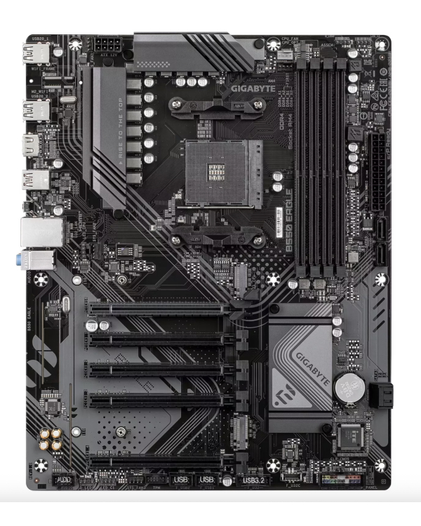Gigabyte B550 EAGLE Материнская плата AMD Ryzen 5000 G-Series CPUs / 10+3+1 Phases VRM / 3200MHz DDR4 / 1xPCIe 4.0 + 1xPCIe 3.0 M.2 / 1GbE LAN / USB 3.2 Gen 2