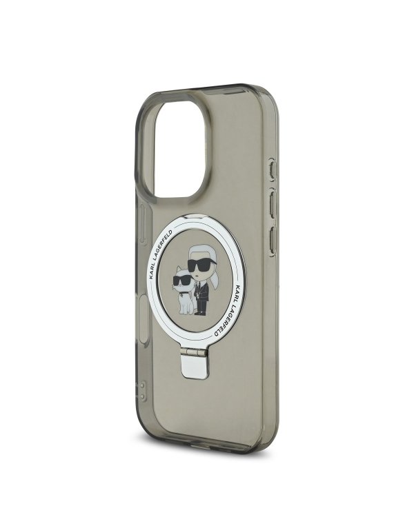 Karl Lagerfeld Ringstand Karl and Choupette MagSafe Case Защитный чехол для iPhone 16 Pro / чёрный
