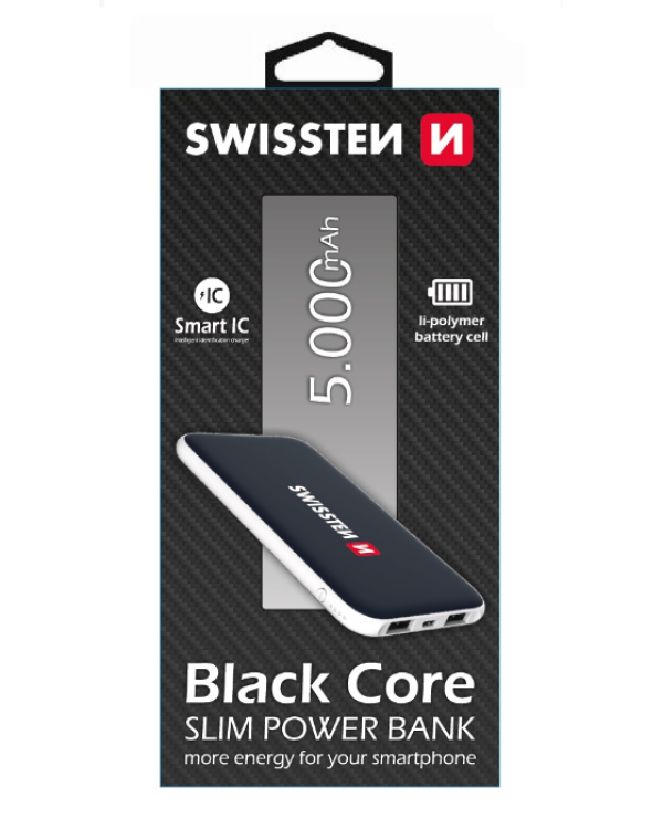 Swissten Black Core Premium Power Bank Переносная зарядная батарея 2A / USB / 5000 mAh