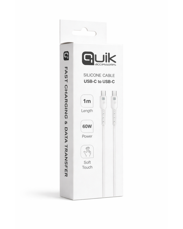 Quik Accessories QK-1012 Soft Silicone 60W Кабель для Зарядки и Передачи данных USB-C to USB-C 1m