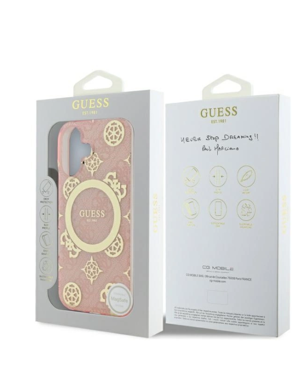 Guess IML Peony On 4G Background MagSafe Защитный Чехол для Apple iPhone 16
