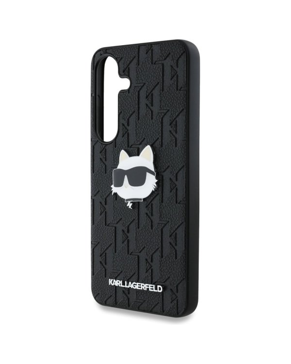 Karl Lagerfeld Leather Monogram Pin Logo Choupette Head Чехол для Samsung Galaxy S25