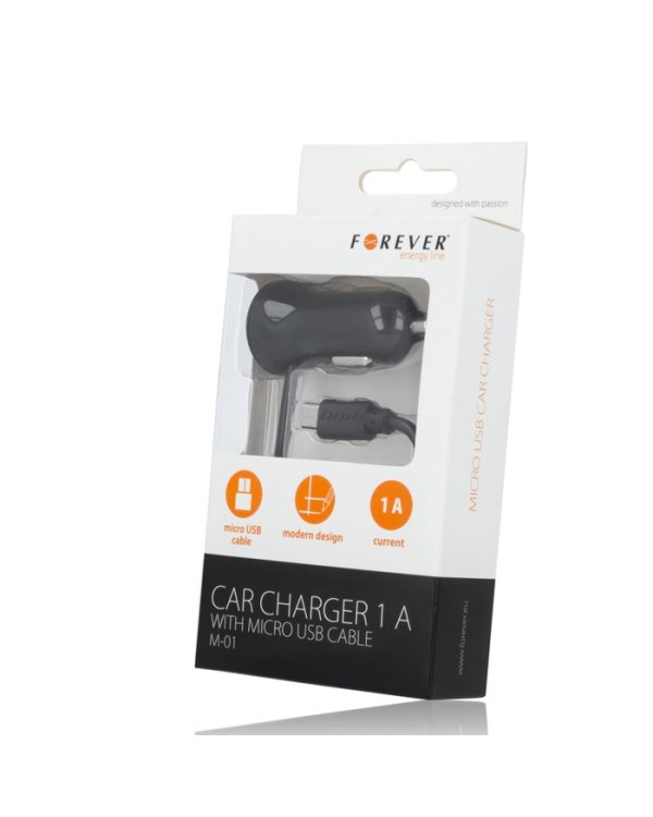 Forever M-01 Автомобильная зарядка 1А c Провод Micro USB