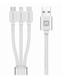 Swissten Textile Universal 3in1 USB-C / Lightning Data MFI / MircoUSB-кабель 1.2m