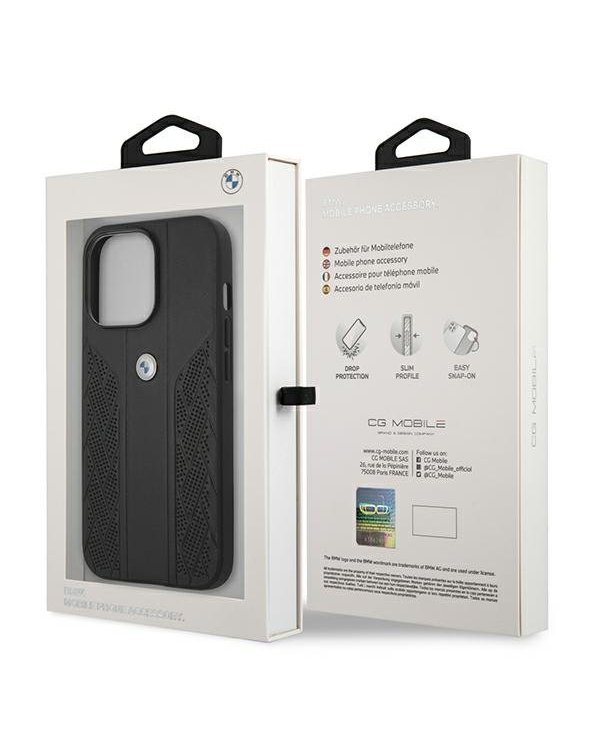BMW BMHCP13LRSPPK Back Case Кожанный Чехол для телефона Apple iPhone 13 / 13 Pro