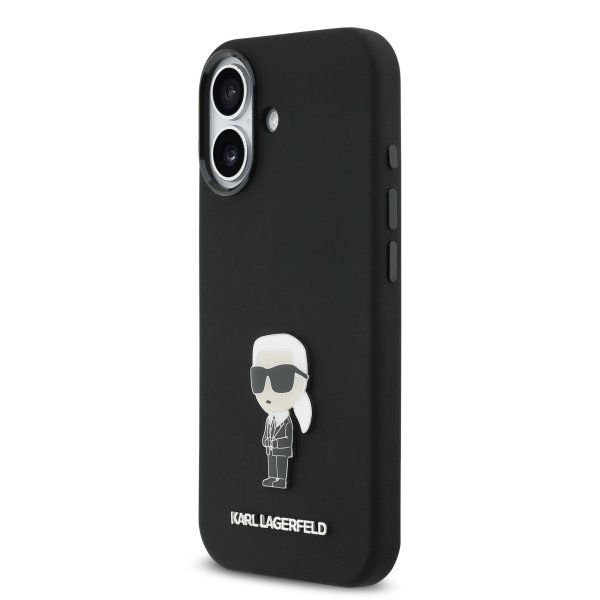 Обложка книги «Karl Lagerfeld Liquid Silicone Metal Ikonik Case Защитный чехол для iPhone 17 / чёрный»