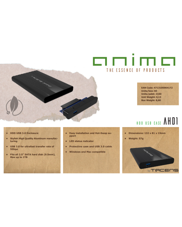 Anima AHD1 USB 3.0 2.5" HDD Case