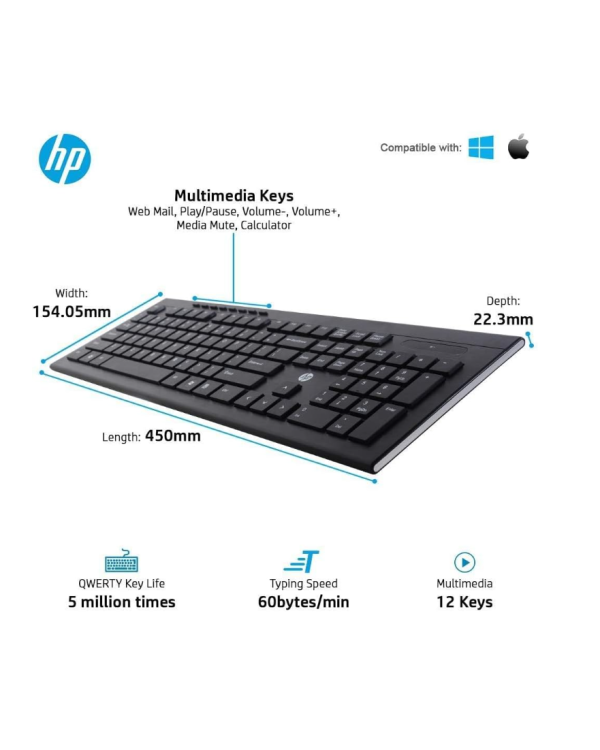 HP CS10 Беспроводная Клавиатура + Мышь USB / ENG / 1600DPI