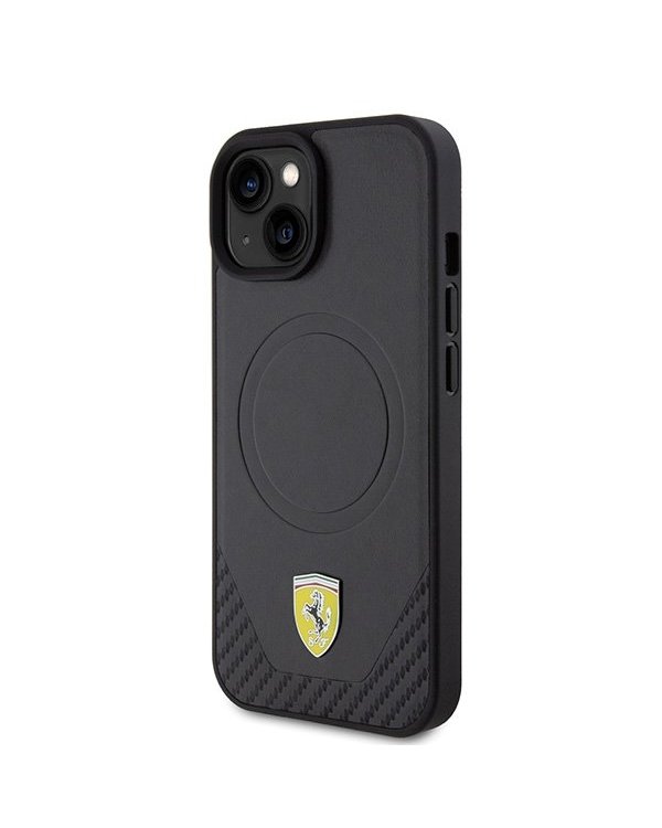 Ferrari Carbon Metal Logo MagSafe Back Case Защитный Чехол для Apple iPhone 15