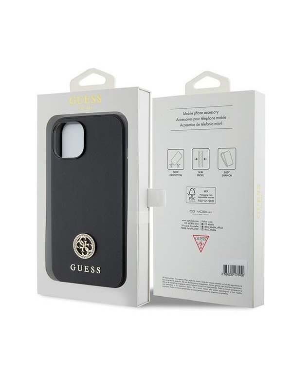 Guess Strass Metal Logo Back Case Защитный Чехол для Apple iPhone 15