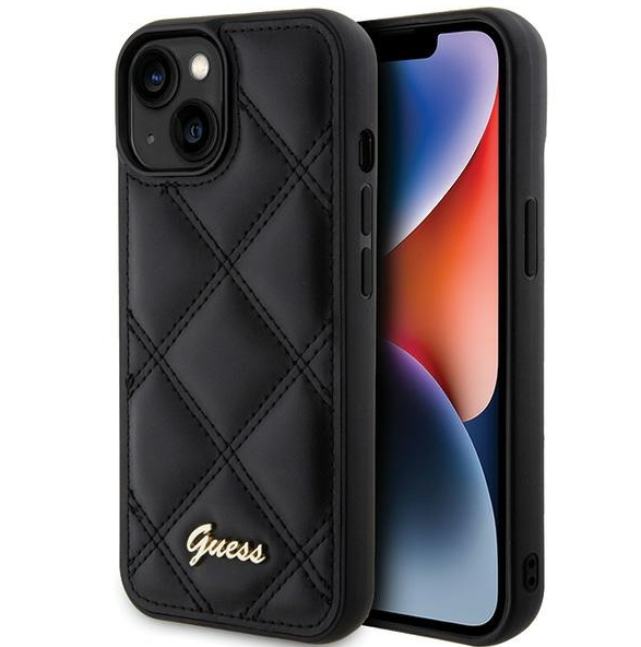 Guess Quilted Metal Logo Case Защитный Чехол для Apple iPhone 15