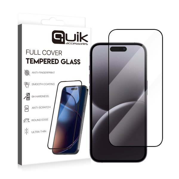 Quik Accessories Full Cover Tempered Glass Защитное Стекло для Apple iPhone 16 Pro Max