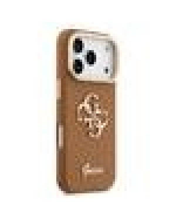 Guess PU Grained 4G Logo Stand Camera Frame Case Защитный чехол для iPhone 17 Pro / коричневый