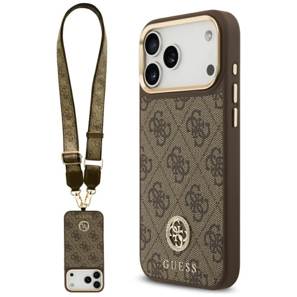 Guess 4G Strass Logo & Big Strap Metal Buttons MagSafe Case Защитный Чехол для Apple iPhone 17 Pro Max