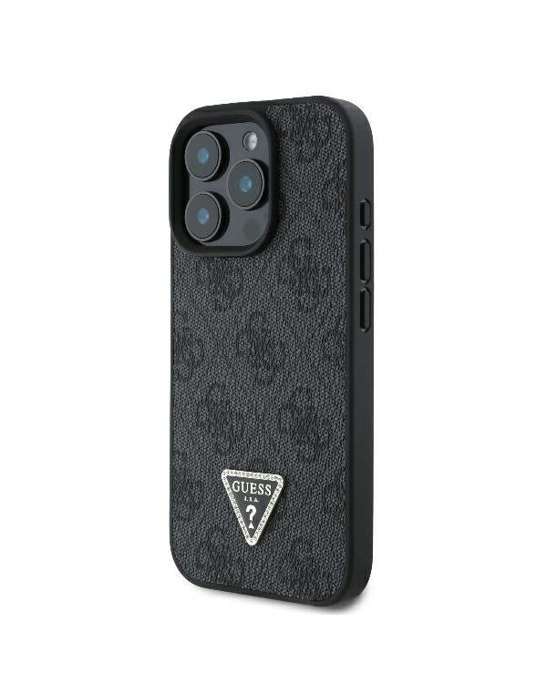 Guess Leather 4G Triangle Strass Защитный Чехол для Apple iPhone 16 Pro Max