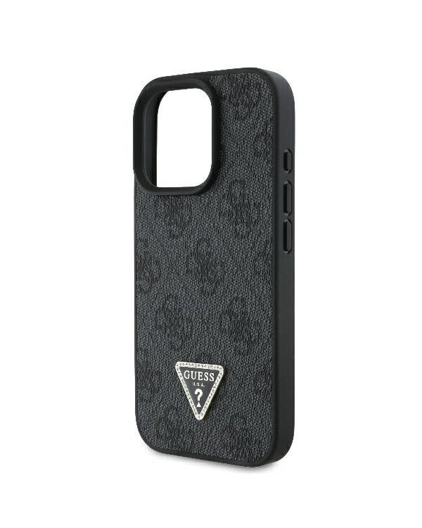 Guess Leather 4G Triangle Strass Защитный Чехол для Apple iPhone 16 Pro Max