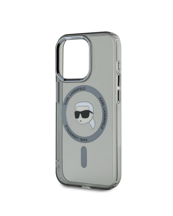 Karl Lagerfeld IML Karl Head Metal Frame MagSafe Case Защитный чехол для iPhone 15 Pro Max / чёрный