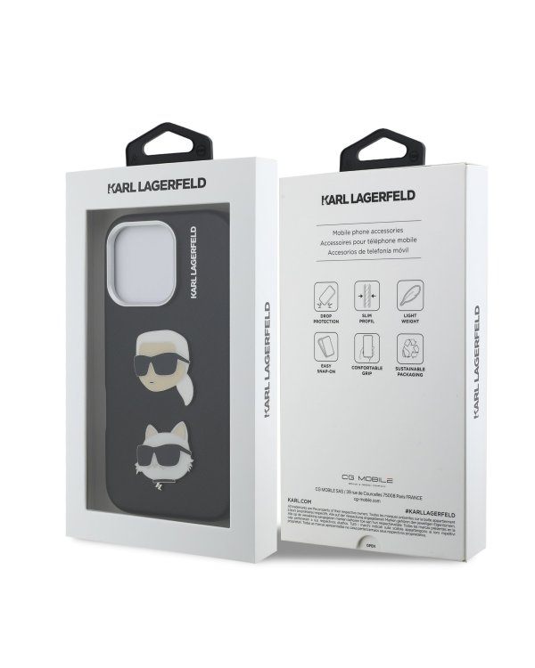Karl Lagerfeld Grained PU K&CH Heads Case Чехол для Apple iPhone 16 Pro