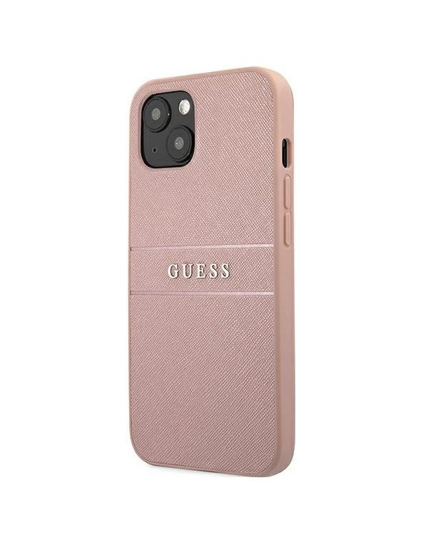 Guess GUHCP13MPSASBPI Saffiano Stripe Back Case Чехол для Apple iPhone 13 Rose