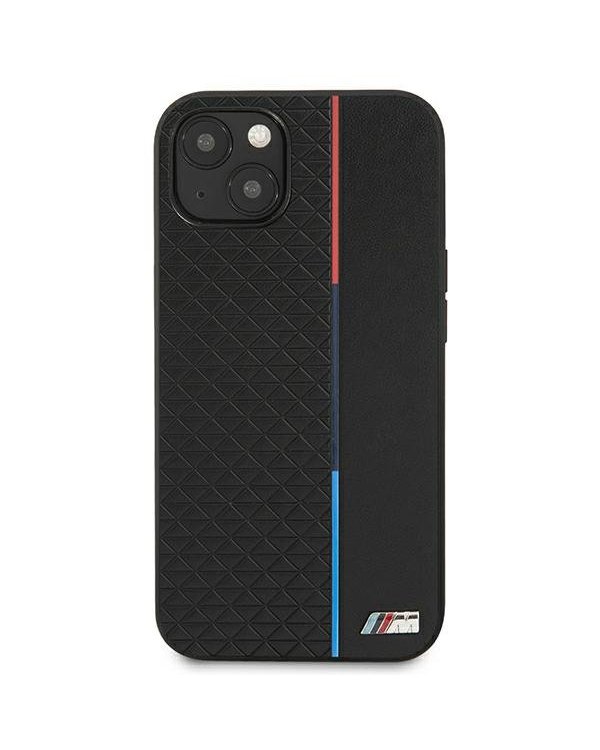 BMW Коллекция M BMHCP13STRTBK Back Case Кожанный Чехол для телефона Apple iPhone 13 Mini Черный