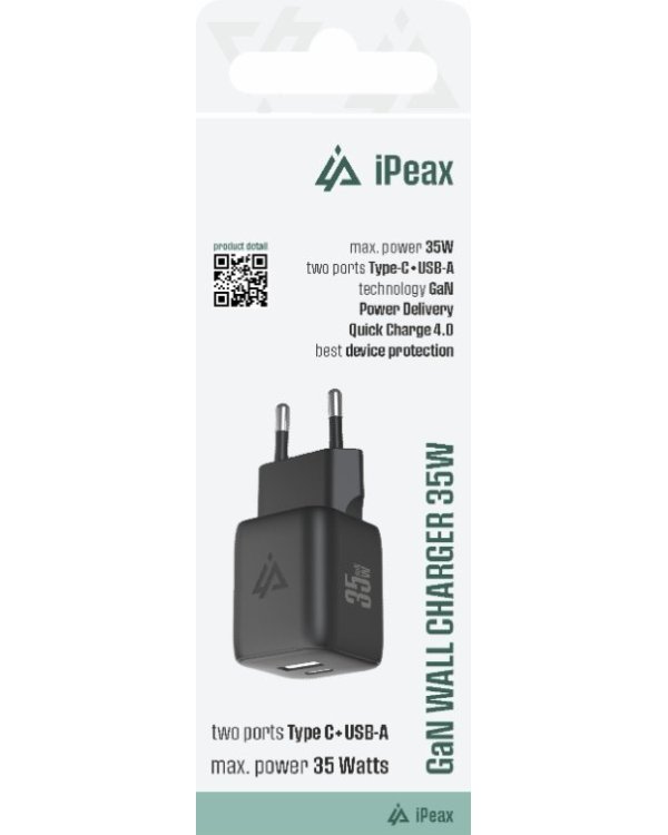iPeax GaN USB-C / USB Зарядное Устройство 35W