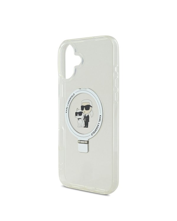 Karl Lagerfeld Ringstand Karl and Choupette MagSafe Case Защитный чехол для iPhone 16 / белый