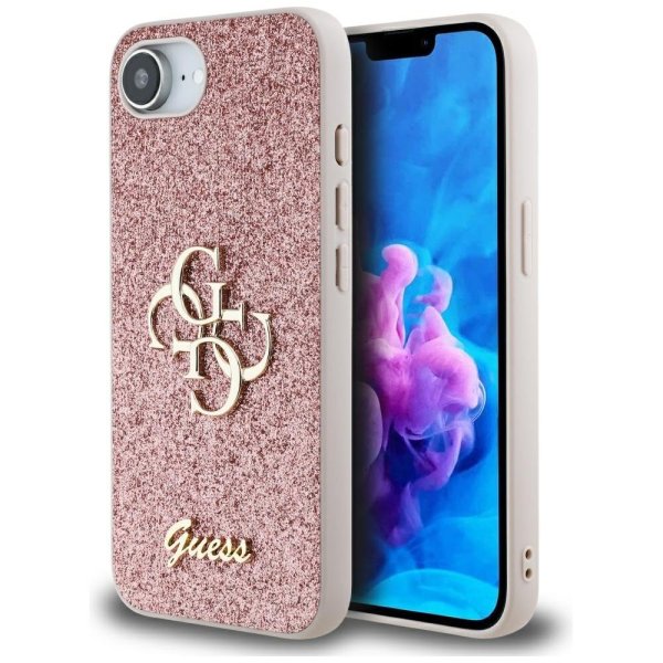 Обложка книги «Guess PU Fixed Glitter 4G Metal Logo Case Чехол для Apple iPhone 16e»