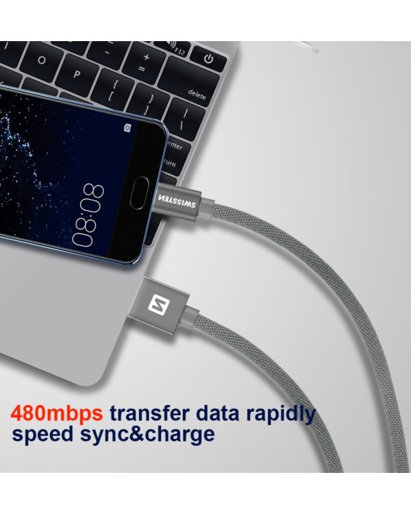 Swissten Textile Универсальный Quick Charge 3.1 USB-C USB Кабель данных 1.2м