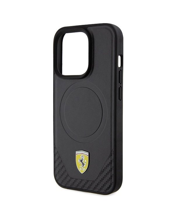 Ferrari Carbon Metal Logo MagSafe Back Case Защитный Чехол для Apple iPhone 15 Pro