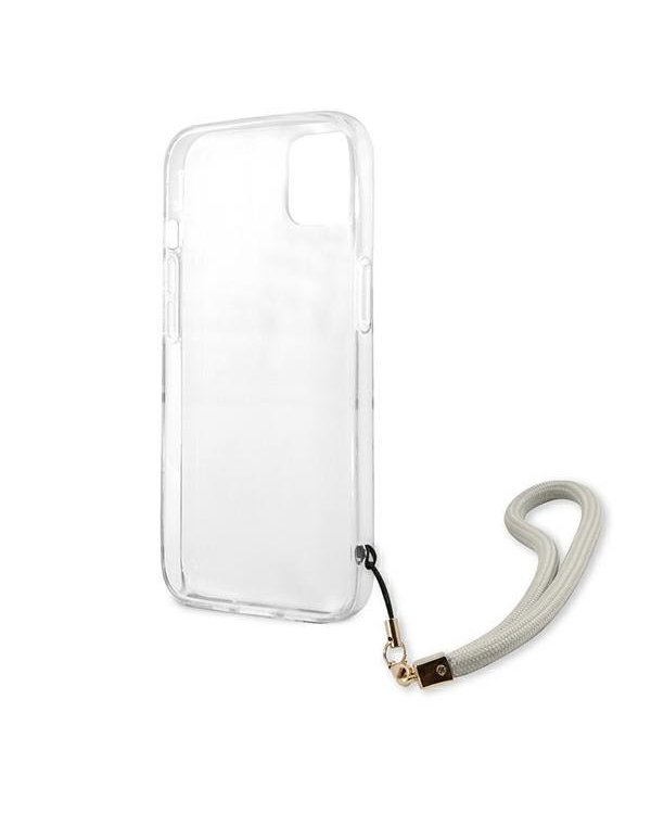 Guess GUHCP13MKMABGR Marble Strap Back Case Чехол для Apple iPhone 13 Серый