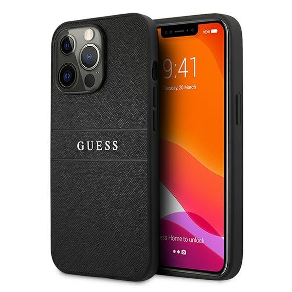 Guess GUHCP13LPSASBBK Saffiano Stripe Back Case Чехол для Apple iPhone 13 / 13 Pro