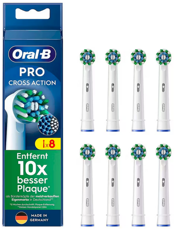 Oral-B CrossAction Сменные Насадки Для Зубной Щётки Белые 8 шт.