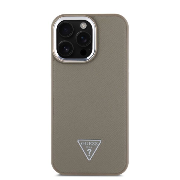 Guess PU Grained Triangle Logo MagSafe Case Защитный чехол для iPhone 16 Pro / коричневый