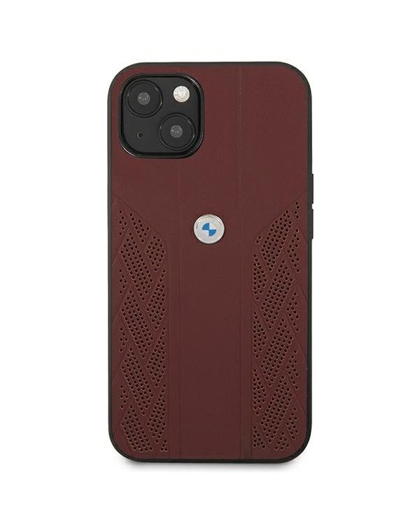 BMW BMHCP13MRSPPR Back Case Кожанный Чехол для телефона Apple iPhone 13 Kpacный