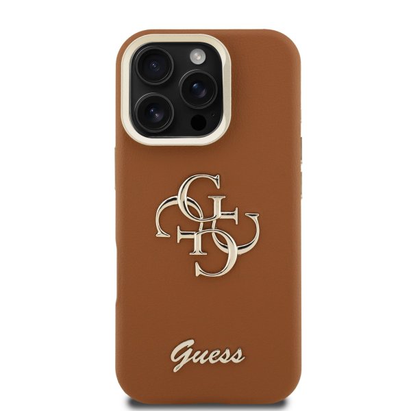 Guess PU Grained 4G Logo Stand Camera Frame Case Чехол для Apple iPhone 16 Pro