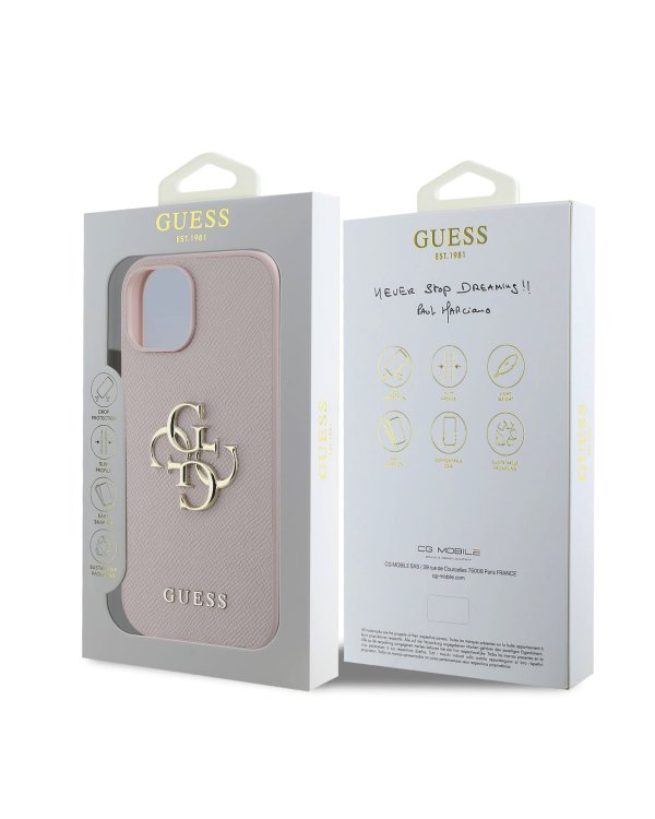 Guess PU Grained 4G Metal Logo Case Чехол для Apple iPhone 15