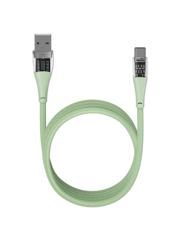 Qualo QTCN-AC-04 Transparent Nylon Kабель USB-A – USB-C / 60W / 1.5m / зеленый