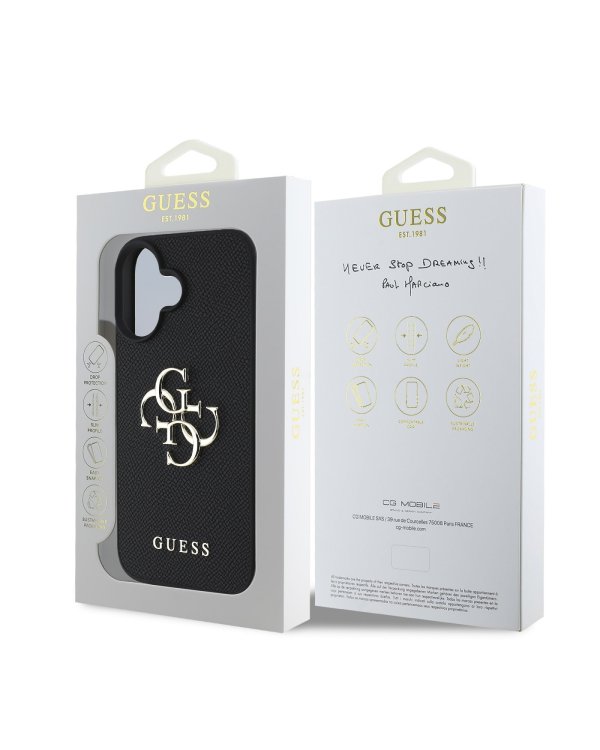 Guess PU Grained 4G Metal Logo Case Чехол для Apple iPhone 16