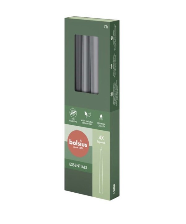 Bolsius Свечи Настольные 245/24mm Серые 4шт