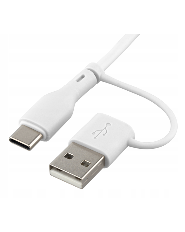 Qualo QRC-CC+A-00 Кабель 2in1 USB-C – USB-C / USB-A адаптер / 1.5 м / белый