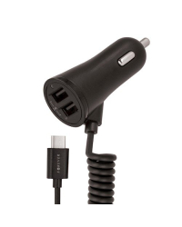 Forever Автомобильная зарядка 2.4А c Провод Micro 2xUSB 1m