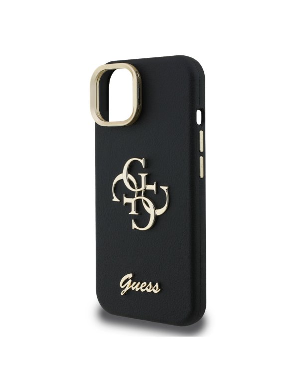 Guess PU Grained 4G Logo Stand Camera Frame Case Защитный чехол для iPhone 13 / чёрный