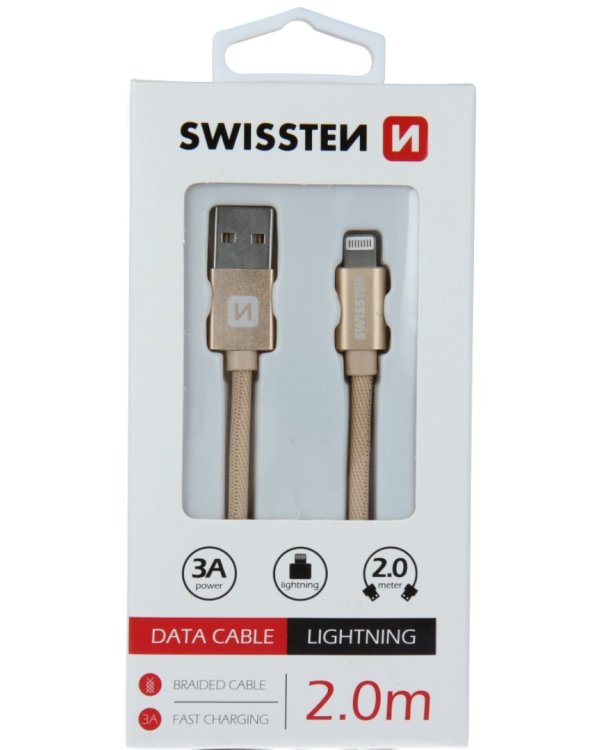 Swissten Textile Fast Charge 3A Lightning Кабель Для Зарядки и Переноса Данных 2m